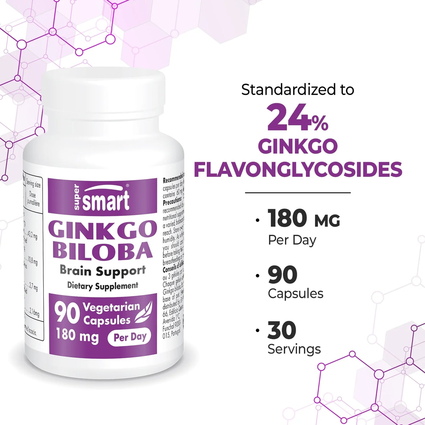 - Ginkgo Biloba Supplement 180 Mg per Day - Nootropic Brain Booster - Memory Pills | Non-Gmo & Gluten Free - 90 Vegetarian Capsules