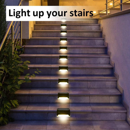 8 Pack New Solar Deck Lights Outdoor Waterproof LED Steps Lamps for Stairs Fence