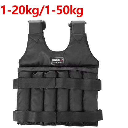 Durable Loading Weighted Vest 50Kg Adjustable Weight Training Exercise Waistcoat Jacket Sand Clothing Boxing Fitness Equipment